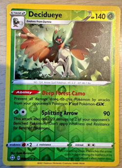 Pokemon TCG Decidueye 008/072 Shining Fates Reverse Holo Rare Card - Image 1