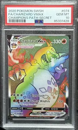 2020 POKEMON SWSH FA/CHARIZARD VMAXCHAMPION'S PATH-SECRET #74 PSA 10 - Image 1