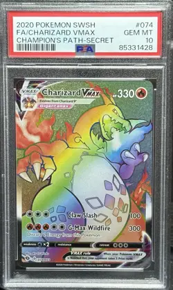 2020 POKEMON SWSH FA/CHARIZARD VMAXCHAMPION'S PATH-SECRET #74 PSA 10 - Image 3