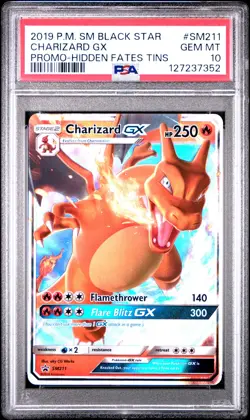 2019 POKEMON SM BLACK STAR PROMO HIDDEN FATES TINS #SM211 CHARIZARD GX PSA 10 - Image 1