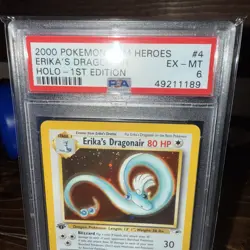Pokemon Erika's Dragonair Gym Heroes 1st Edition Holo Rare #4 PSA 6 - Image 3