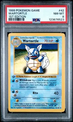 1999 POKEMON GAME 1ST ED #42 WARTORTLE PSA 8 - Image 1