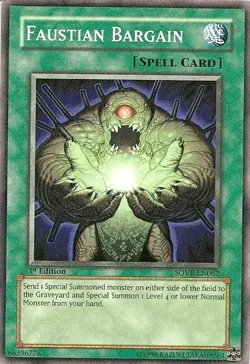 1x (LP) Faustian Bargain - SOVR-EN062 - Common - Unlimited Edition YuGiOh - Image 1