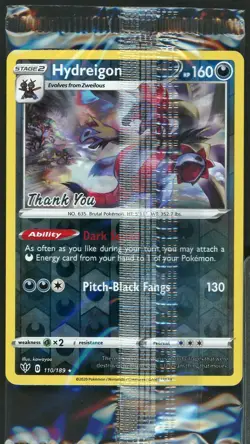 Pokemon Hydreigon 110/189 Reverse Foil Promo Card Thank You Stamp Sealed - Image 1