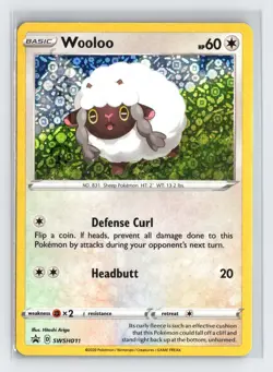 Pokemon Card Sword & Shield SWSH011 Black Star Promo Holo Wooloo - Image 1