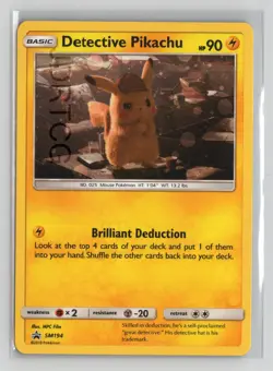 Pokemon Card Black Star Promo Sun & Moon SM194 Holo Detective Pikachu - Image 1