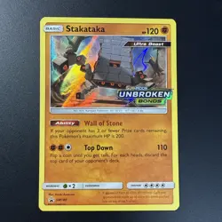 Stakataka SM180 - Pokemon sun and moon unbroken bonds vintage card rare holo - Image 1