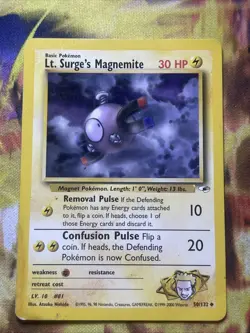 Lt. Surge's Magnemite Gym Heroes Unlimited 50/132 Pokemon TGC Vintage WOTC - Image 1