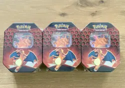 Brand New Pokemon Hidden Fates - Lot of 3 Sealed Charizard Gx Tins - Image 1