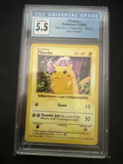 1999 POKEMON BASE SET SHADOWLESS RED CHEEKS #58/102 PIKACHU CGC 5.5 - Image 1