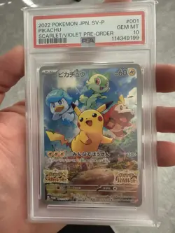 2022 POKEMON JPN SV PROMO SCARLET & VIOLET PRE-ORDER #001 PIKACHU PSA 10 - Image 1