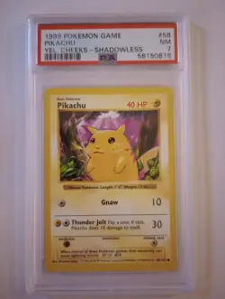 Pikachu 1999 Pokemon Game Yellow Cheeks Shadowless 58/102 PSA 7 NM 1 - Image 1