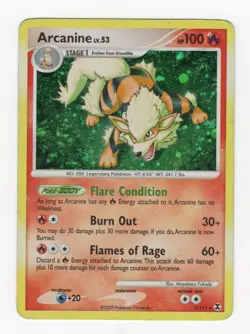 2009 Pokemon Arcanine #1/111 RR Rising Rivals Holo HP (See Desc) - Image 1