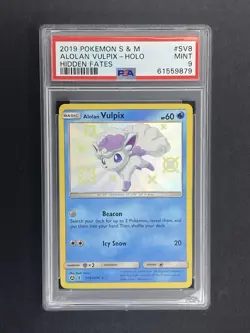 2019 Pokemon Hidden Fates Alolan Vulpix Shiny Holo Rare #SV8 PSA 9 - Image 1