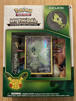 Pokemon 2016 20th Anniversary XY Generations Celebi Mythical Pin Collection Box - Image 1