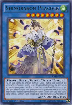 1x (NM) Shinobaron Peacock - RATE-EN038 - Rare - 1st Edition YuGiOh - Image 1