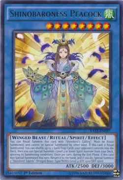 1x (NM) Shinobaroness Peacock - RATE-EN037 - Rare - 1st Edition YuGiOh - Image 1
