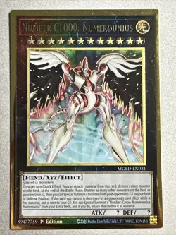 Yugioh! 1x Number C1000: Numerounius MGED-EN031 Premium Gold Rare 1st Edition - Image 1