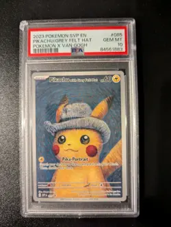 PSA 10 Pikachu Grey Felt Hat Promo Card Pokemon x Van Gogh Museum SVP EN 085 - Image 1