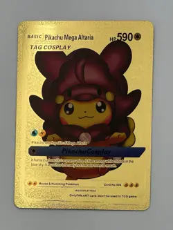 7 Pokemon Pikachu Cosplay Fan Art Gold Foil Cards Set - Image 2