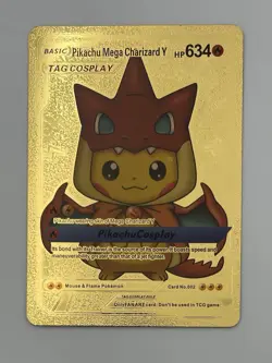 7 Pokemon Pikachu Cosplay Fan Art Gold Foil Cards Set - Image 4