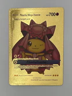 7 Pokemon Pikachu Cosplay Fan Art Gold Foil Cards Set - Image 5