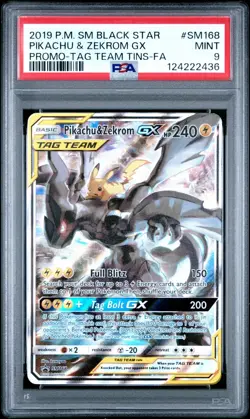 2019 POKEMON SM BLACK STAR PROMO #SM168 FULL ART/PIKACHU & ZEKROM GX PSA 9 - Image 1