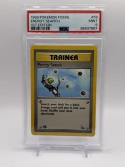 🔥1999 Pokemon Fossil 59/62 ENERGY SEARCH 1st Edition PSA 9 MINT🔥 - Image 1