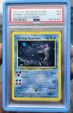 Pokemon Shining Gyarados Neo Revelation DOUBLE HOLO ERROR PSA 7 #65 - Image 1