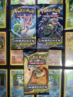 Pokemon Sun & Moon Unbroken Bonds - 3 Sealed Booster Packs Tag Team - Image 1