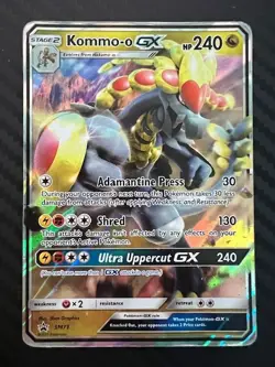 Pokemon TCG Kommo o GX SM71 Sun & Moon Black Star Promo Holo DMG - Image 1