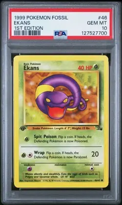 Pokemon Fossil Ekans 1st Edition PSA 10 - Image 1