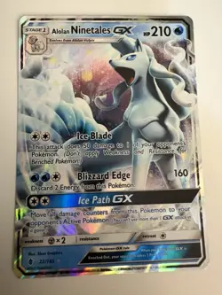 Pokemon Alolan Ninetales GX TCG Card 22/145 Sm-Guardians Rising Ultra Rare - Image 1
