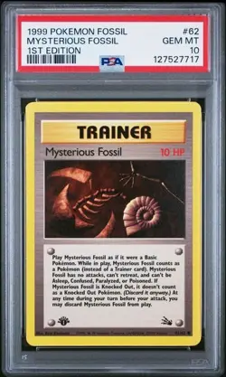 1999 Pokemon Fossil Mysterious Fossil #62 1st Edition PSA 10 17 - Image 1