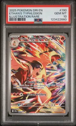 2025 POKEMON DRI EN-DESTINED RIVALS ILLUSTRATION RARE ETHAN'S TYPHLOSION PSA 10 - Image 1