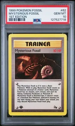 1999 Pokemon Fossil Mysterious Fossil #62 1st Edition PSA 10 18 - Image 1