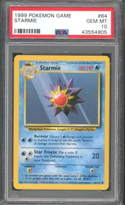 STARMIE #64 PSA 10 1999 POKEMON Base Set Unlimited WOTC - Image 1
