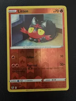 Litten 030/195 Reverse Holo Pokemon TCG Sword & Shield Silver Tempest NM - Image 1