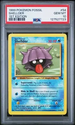 PSA 10 Mint Shellder #54 1st Edition Pokemon 1999 Fossil Set 23 - Image 1
