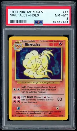 1999 Pokemon Base Set #12 Ninetales Holo PSA 8 NM-MT - Image 1