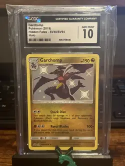 CGC 10 GEM MINT Garchomp SV40 Hidden Fates Shiny Vault Holo Pokemon Card 2019 - Image 1