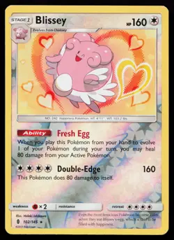 Blissey 102/145 Reverse Holo Rare SM - Guardians Rising Pokemon Card - Image 1