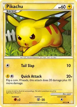 Pikachu 78/123 Common HeartGold SoulSilver Pokemon Card - Image 1