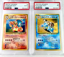 PSA 7 ＆ 4 Blastoise Charizard 2 Set CD Promo Pokemon Japanese Card 6 9 1999 - Image 1