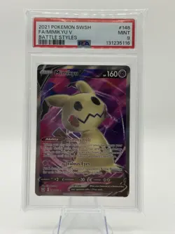 2021 Pokemon SWSH Battle Styles 148 Mimikyu Holo Full Art PSA 9 Mint Rare Card - Image 1