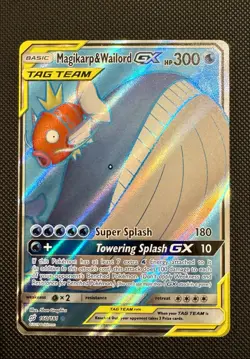 Pokemon TCG Magikarp Wailord Tag Team GX Full Art Holo Card - Image 1