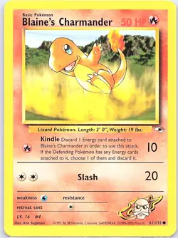 Blaine's Charmander 61/132 Non Holo Gym Heroes - Pokemon Card - LP - Image 1