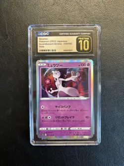 CGC Pristine 10 Mewtwo Japanese Holo Incandescent Arcana 035/068 Pokemon Card - Image 1