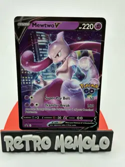 Mewtwo V SWSH223 NM Black Star Promo Holo Pokemon Go Foil Card 223 stamped stars - Image 1