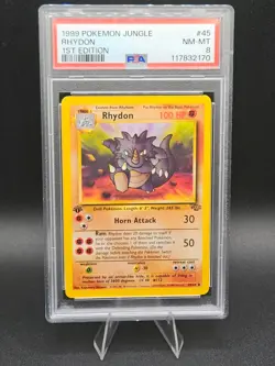 Pokemon Card 45/64 Rhydon 1st Edition Jungle English - PSA 8 NEW CERT - Image 1